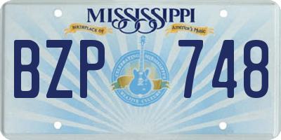 MS license plate BZP748