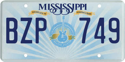 MS license plate BZP749