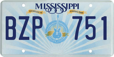 MS license plate BZP751