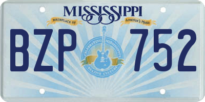 MS license plate BZP752