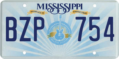 MS license plate BZP754