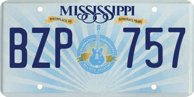 MS license plate BZP757
