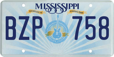 MS license plate BZP758