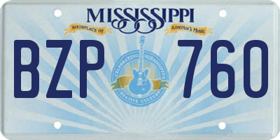 MS license plate BZP760