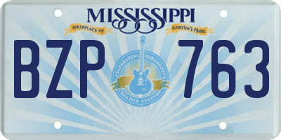 MS license plate BZP763