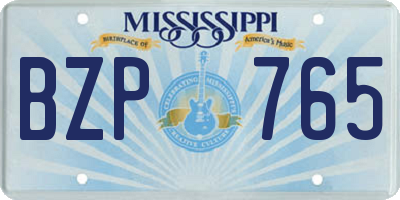 MS license plate BZP765