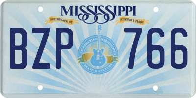 MS license plate BZP766