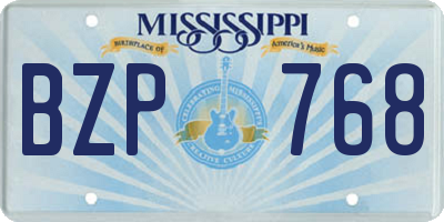 MS license plate BZP768