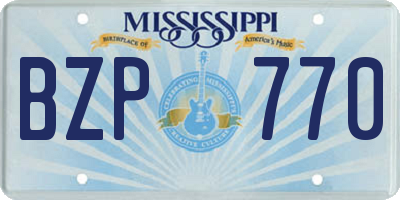MS license plate BZP770