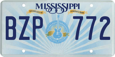 MS license plate BZP772