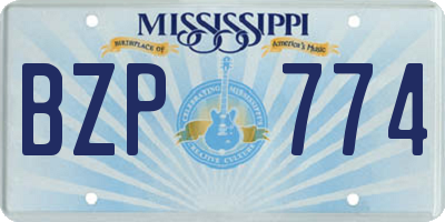 MS license plate BZP774