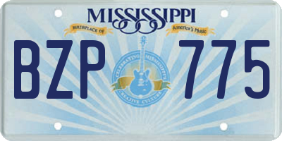 MS license plate BZP775