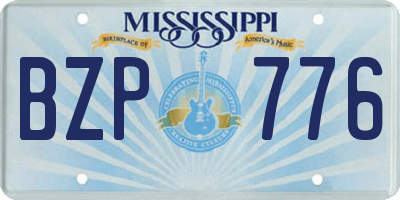 MS license plate BZP776