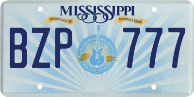 MS license plate BZP777