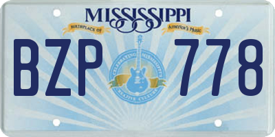 MS license plate BZP778