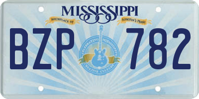 MS license plate BZP782