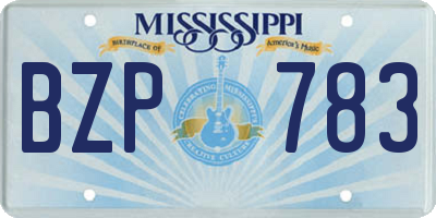 MS license plate BZP783