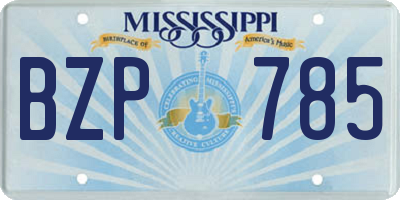 MS license plate BZP785