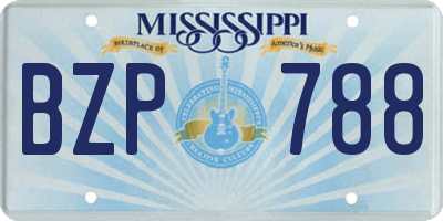 MS license plate BZP788
