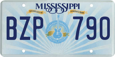 MS license plate BZP790