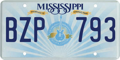 MS license plate BZP793