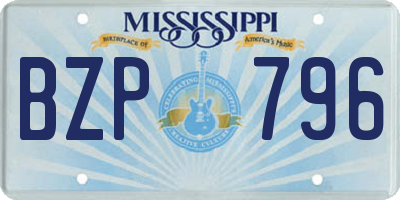 MS license plate BZP796