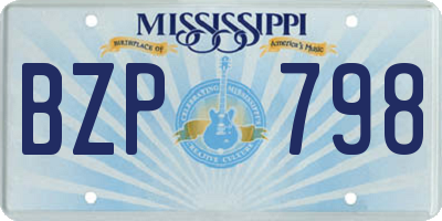 MS license plate BZP798