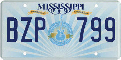 MS license plate BZP799