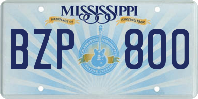 MS license plate BZP800