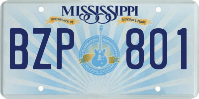 MS license plate BZP801