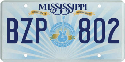 MS license plate BZP802