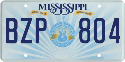 MS license plate BZP804