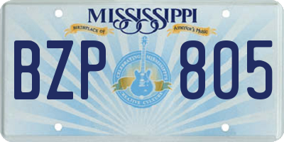 MS license plate BZP805