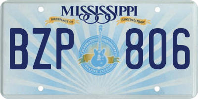 MS license plate BZP806