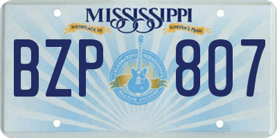 MS license plate BZP807