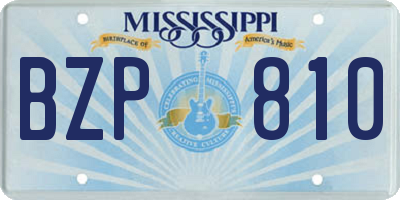 MS license plate BZP810