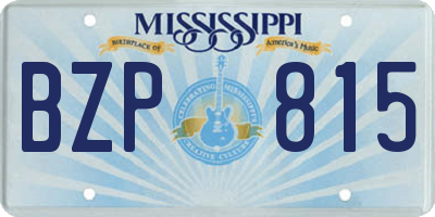 MS license plate BZP815