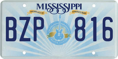 MS license plate BZP816