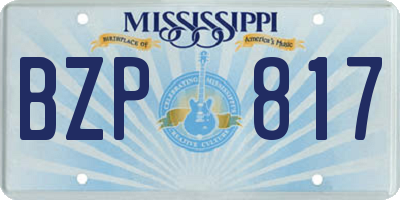 MS license plate BZP817