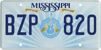MS license plate BZP820