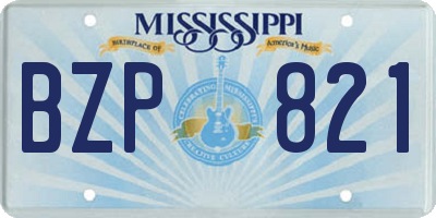 MS license plate BZP821