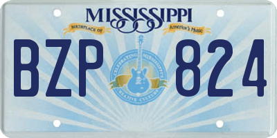 MS license plate BZP824