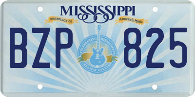 MS license plate BZP825