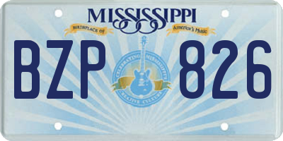 MS license plate BZP826