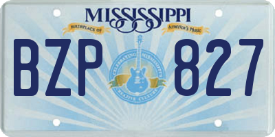 MS license plate BZP827