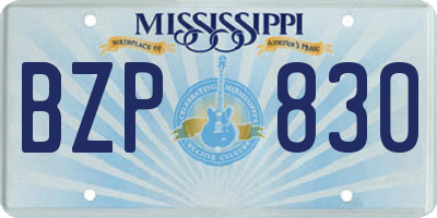 MS license plate BZP830