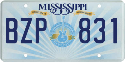 MS license plate BZP831