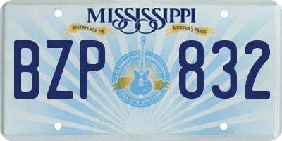 MS license plate BZP832