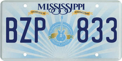 MS license plate BZP833
