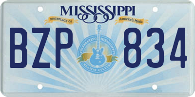 MS license plate BZP834